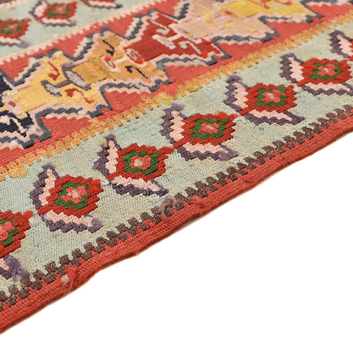 Kelim Seide Teppich 158x260cm - hellrot