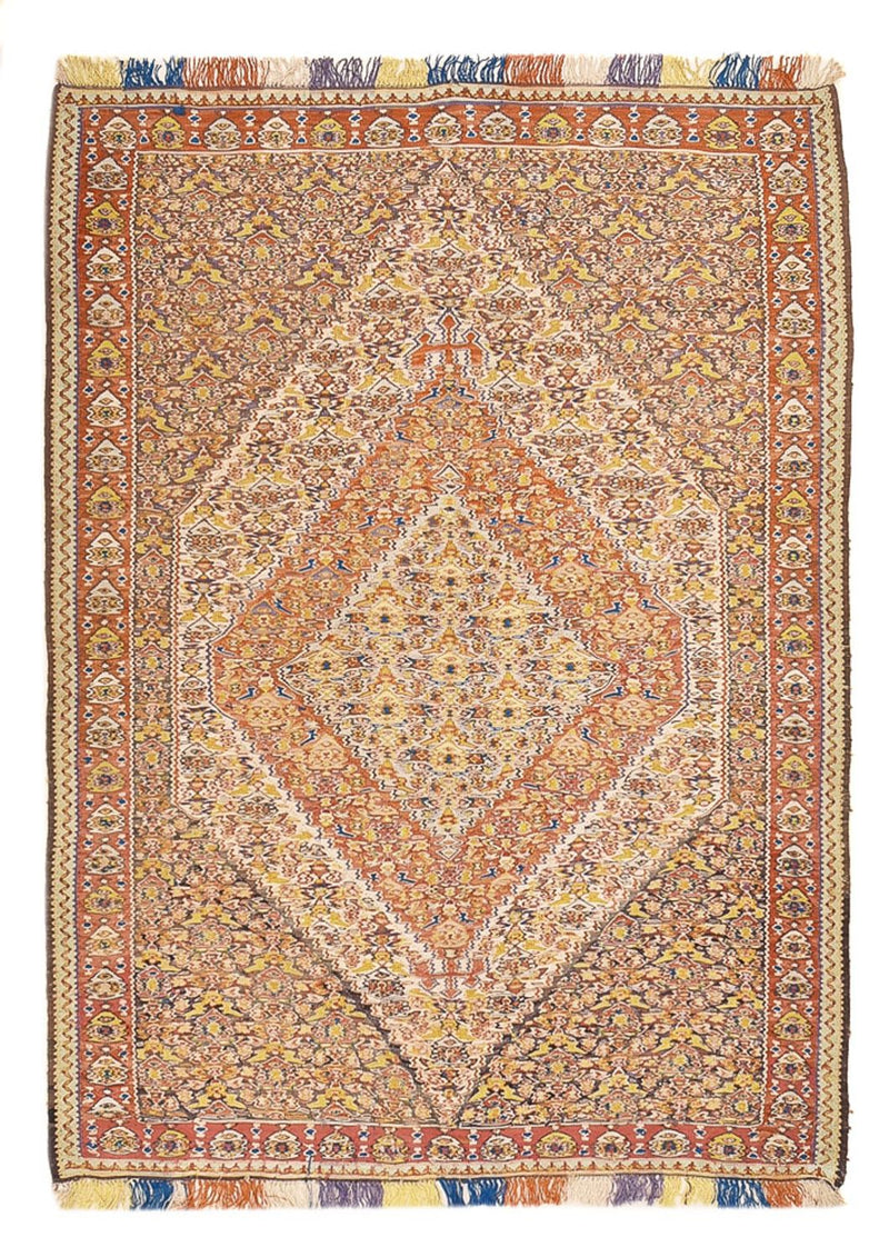 Kelim Seide Teppich 140x200cm - caramel