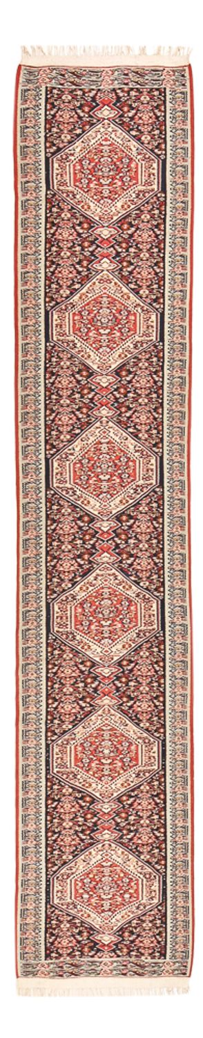 Kelim Senneh Teppich 85x395cm - dunkelbeige