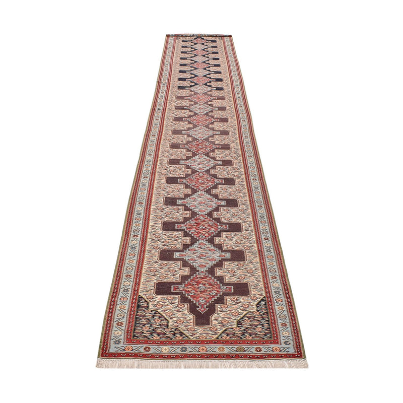 Kelim Seide Teppich 85x495cm - dunkelblau