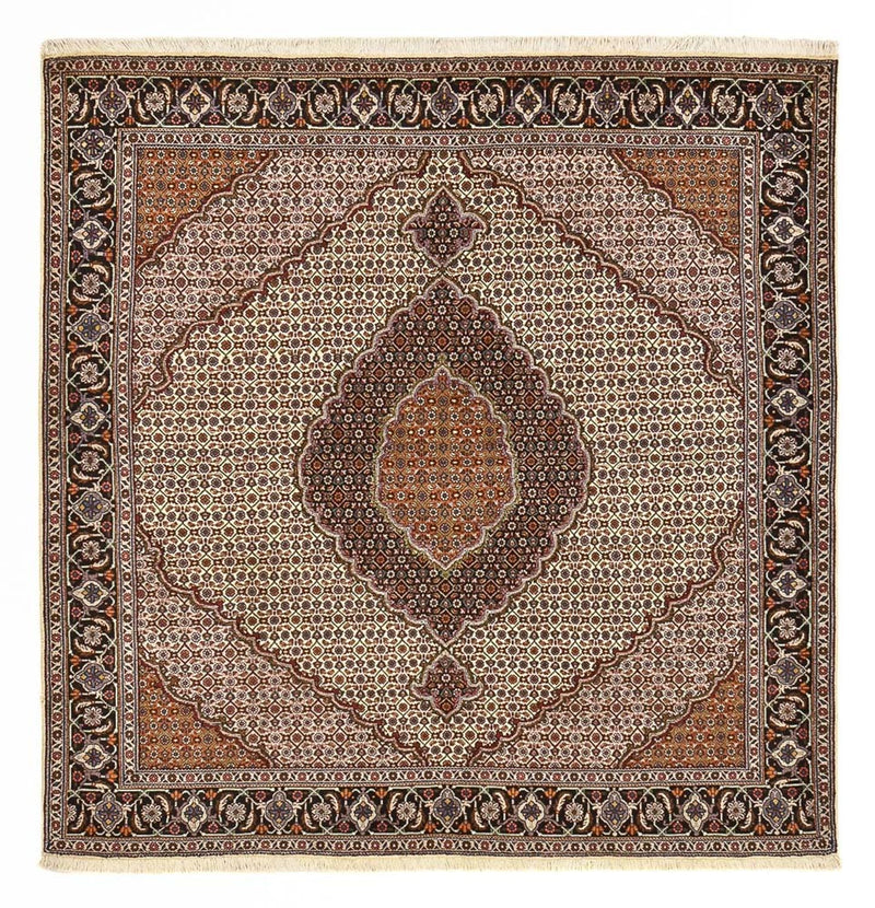 Täbriz - 40 Raj Teppich 200x210cm - Perserteppich - hellbraun