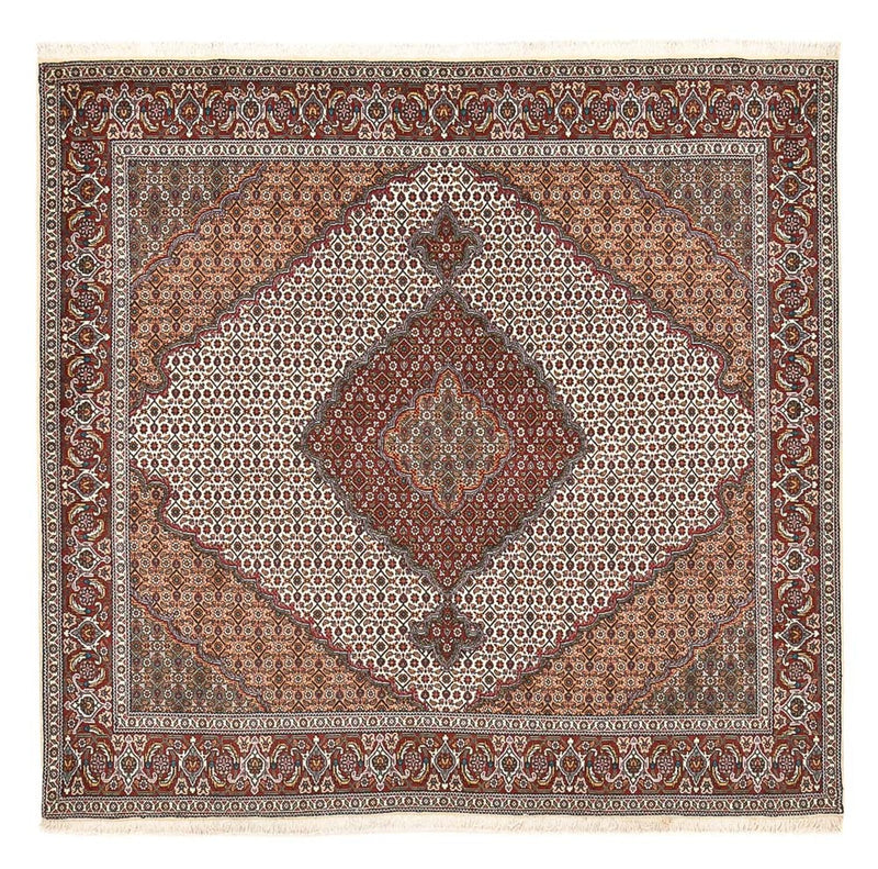 Täbriz - 40 Raj Teppich 202x204cm - Perserteppich - hellbraun