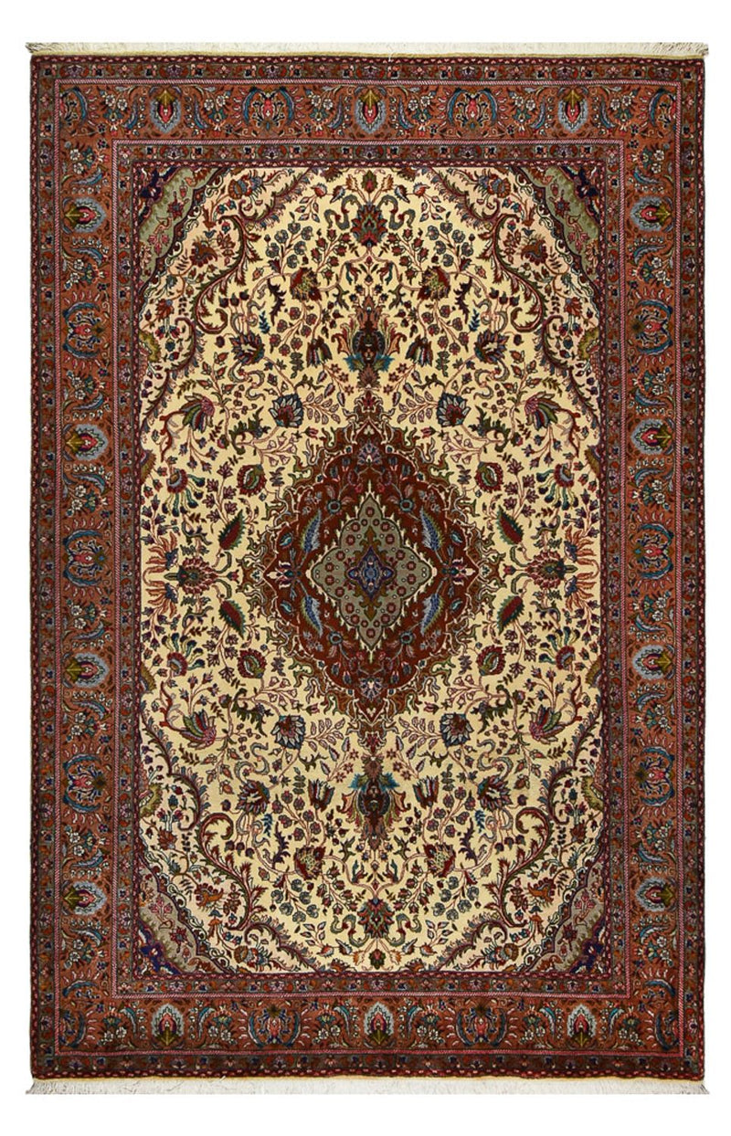 Täbriz - 40 Raj Teppich 206x312cm - Perserteppich - dunkelbeige