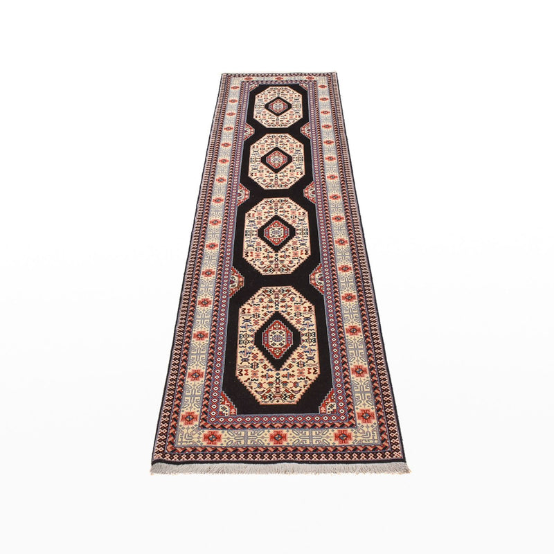 Täbriz - 60 Raj Teppich 75x305cm - Perserteppich - dunkelblau