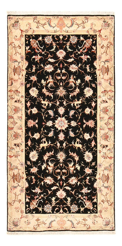 Täbriz - 50 Raj Teppich 100x204cm - Perserteppich - dunkelblau