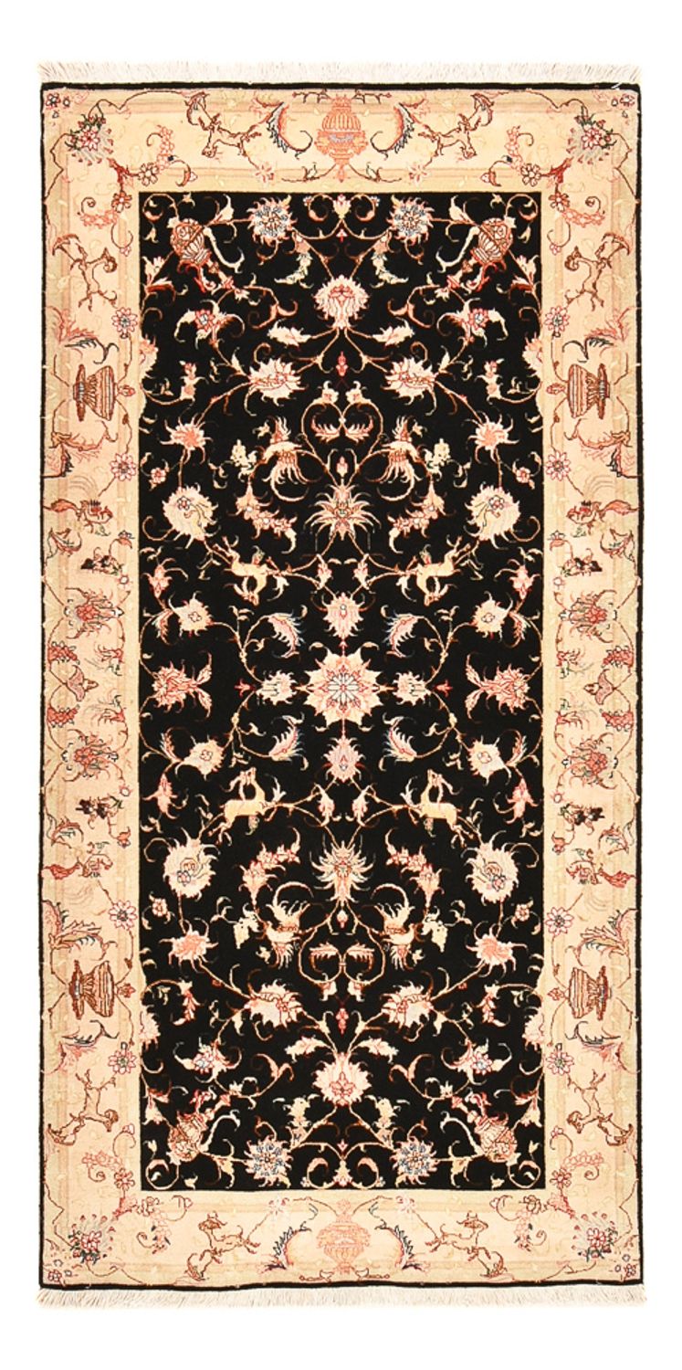 Täbriz - 50 Raj Teppich 100x204cm - Perserteppich - dunkelblau