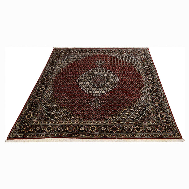 Täbriz - 40 Raj Teppich 154x202cm - Perserteppich - dunkelrot