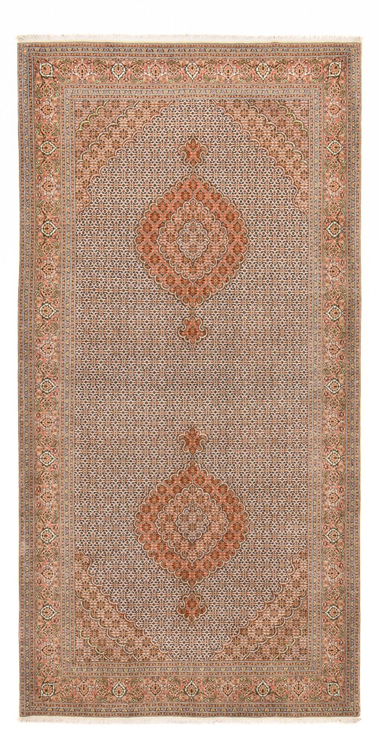 Täbriz - 50 Raj Teppich 201x408cm - Perserteppich - hellbraun