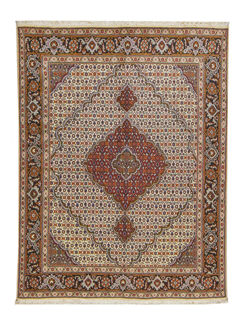 Täbriz - 40 Raj Teppich 152x202cm - Perserteppich - sand