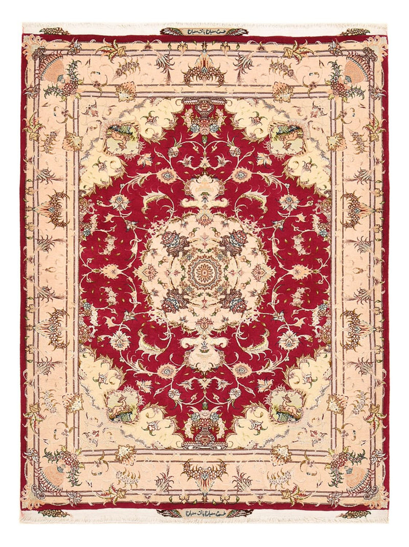 Täbriz - 50 Raj Teppich 154x210cm - Perserteppich - rot