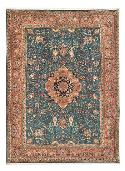 Täbriz - 50 Raj Teppich 253x352cm - Perserteppich - seeblau