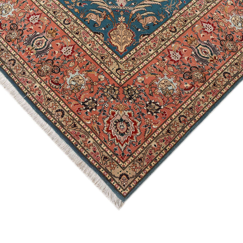 Täbriz - 50 Raj Teppich 253x352cm - Perserteppich - seeblau
