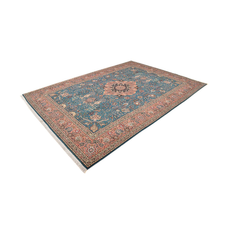 Täbriz - 50 Raj Teppich 253x352cm - Perserteppich - seeblau
