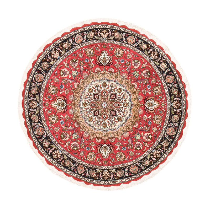 Täbriz - 50 Raj Teppich 150x150cm - Perserteppich - rot