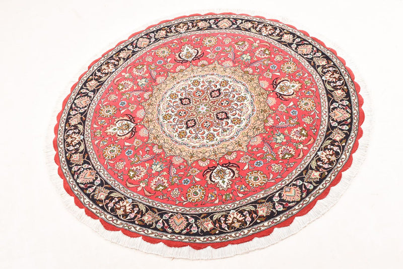 Täbriz - 50 Raj Teppich 150x150cm - Perserteppich - rot