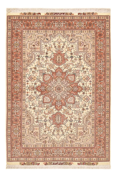 Täbriz - 50 Raj Teppich 105x161cm - Perserteppich - hellrot