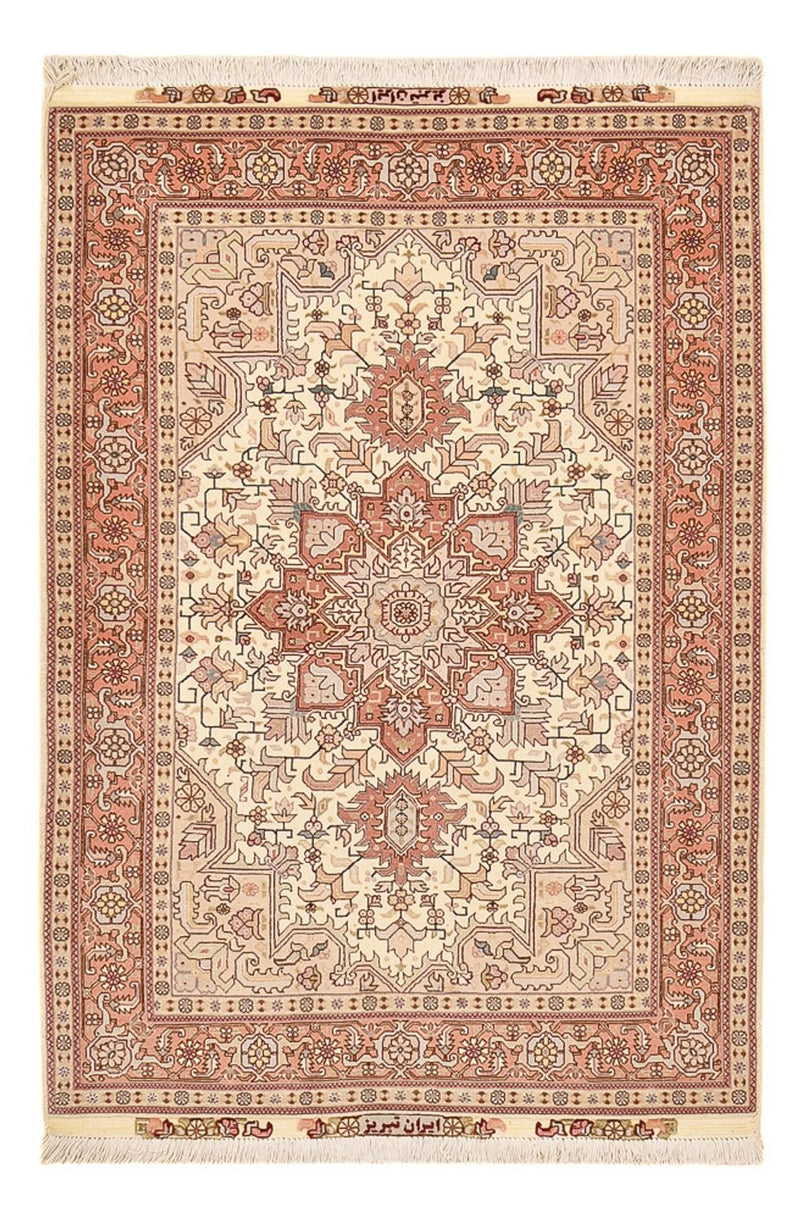 Täbriz - 50 Raj Teppich 105x161cm - Perserteppich - hellrot