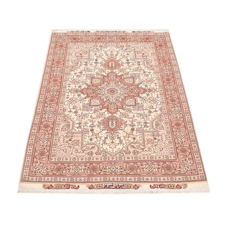 Täbriz - 50 Raj Teppich 105x161cm - Perserteppich - hellrot