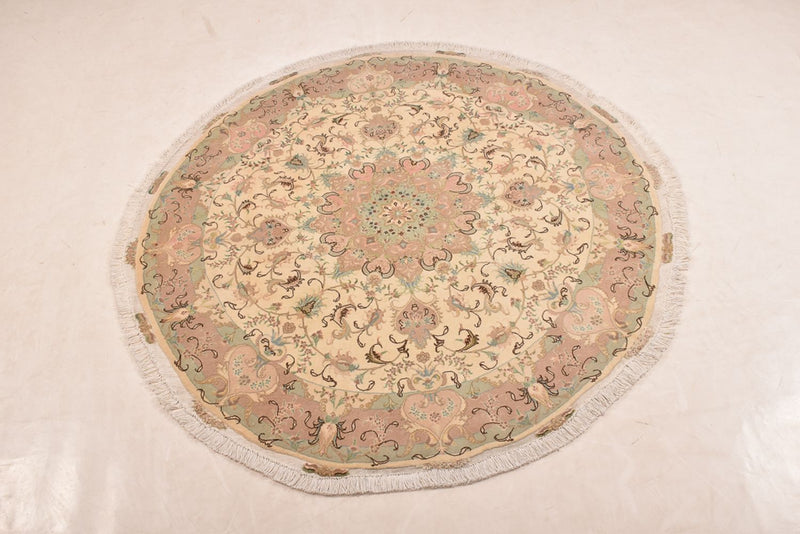 Täbriz - 50 Raj Teppich 150x150cm - Perserteppich - beige
