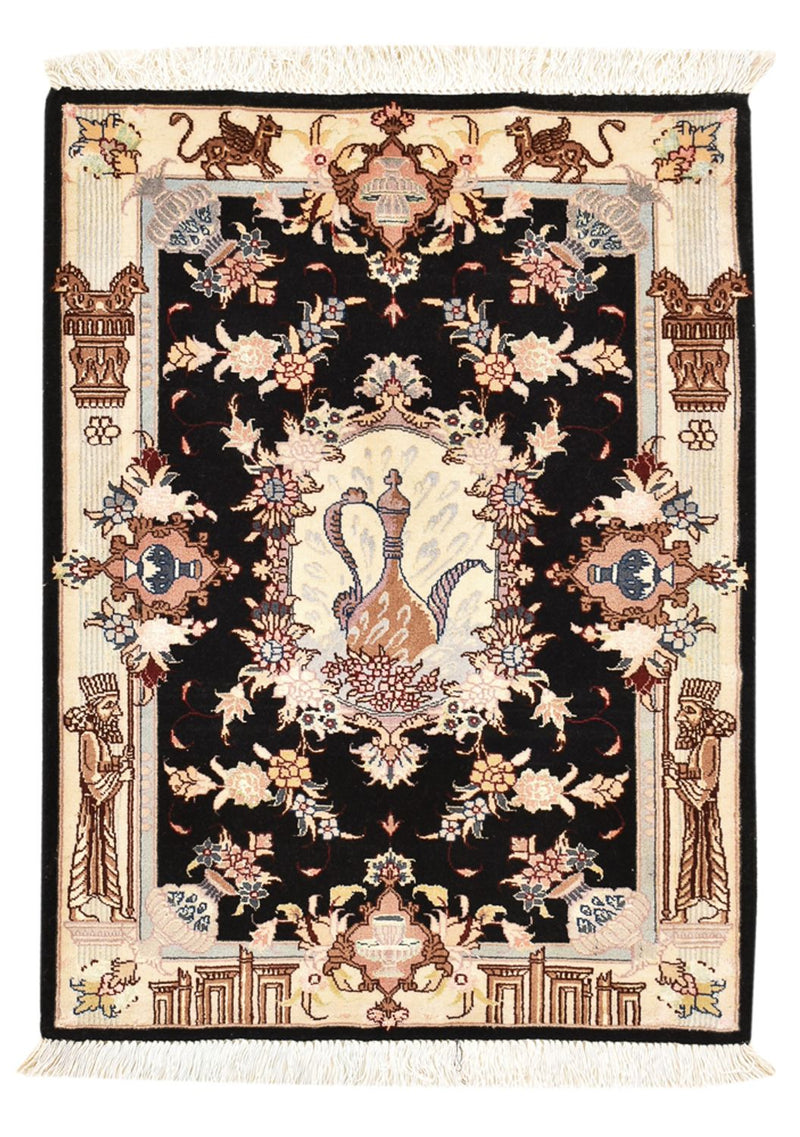 Täbriz - 50 Raj Teppich 60x90cm - Perserteppich - dunkelblau