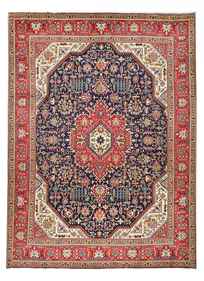 Täbriz - 40 Raj Teppich 303x412cm - Perserteppich - dunkelblau