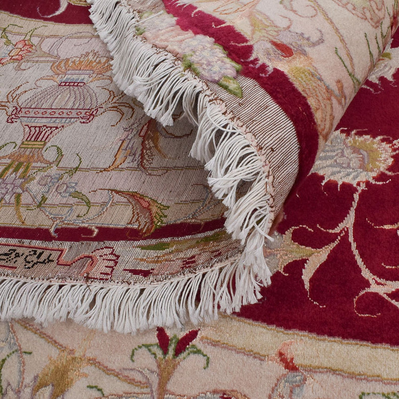 Täbriz - 50 Raj Teppich 245x245cm - Perserteppich - rot