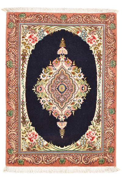 Täbriz - 50 Raj Teppich 60x90cm - Perserteppich - dunkelblau