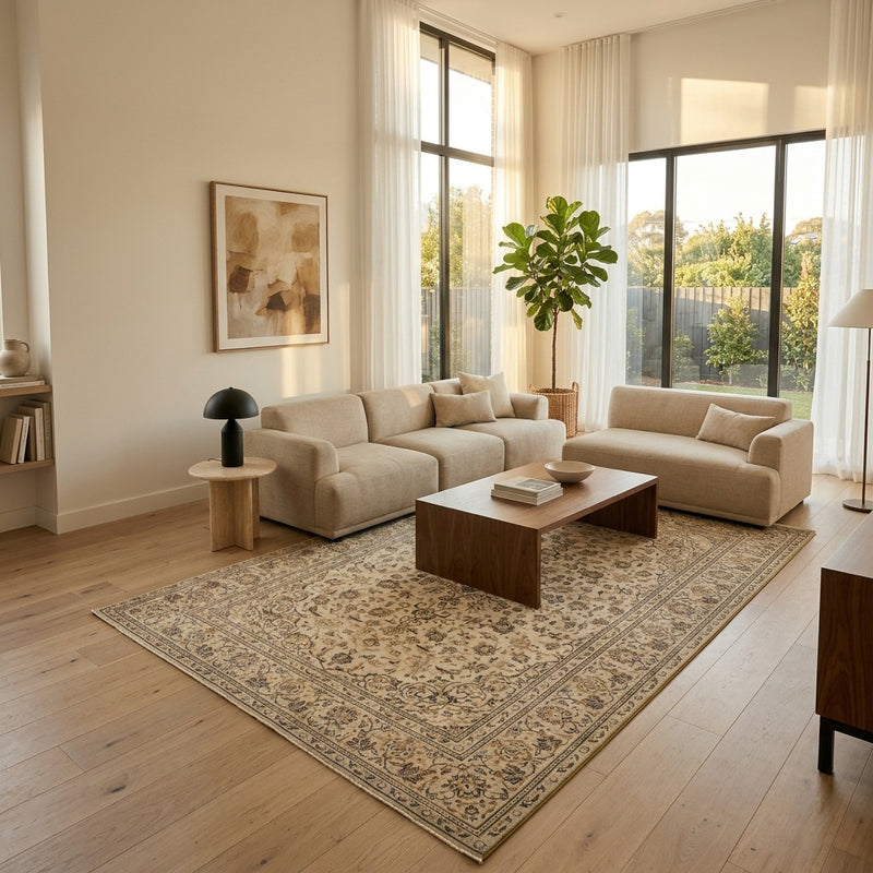 Keshan Teppich 185x285cm - Perserteppich - beige