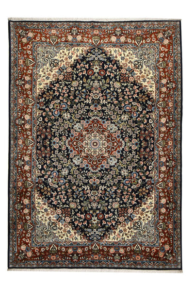 Keshan Teppich 220x315cm - Perserteppich - dunkelblau