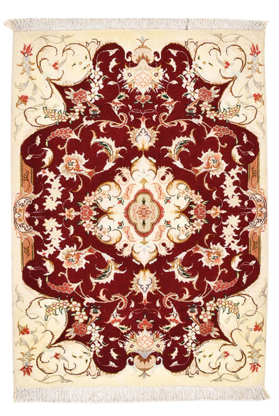 Täbriz - 50 Raj Teppich 60x90cm - Perserteppich - rot