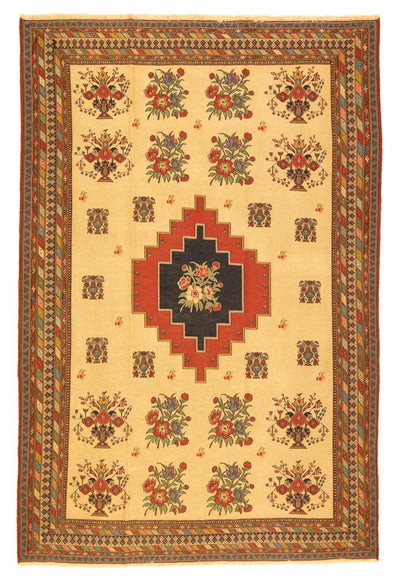 Afshar Sirjan Teppich 202x298cm - Perserteppich - gold