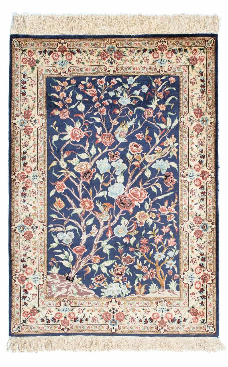 Ghom Teppich 77x110cm - Perserteppich - dunkelblau