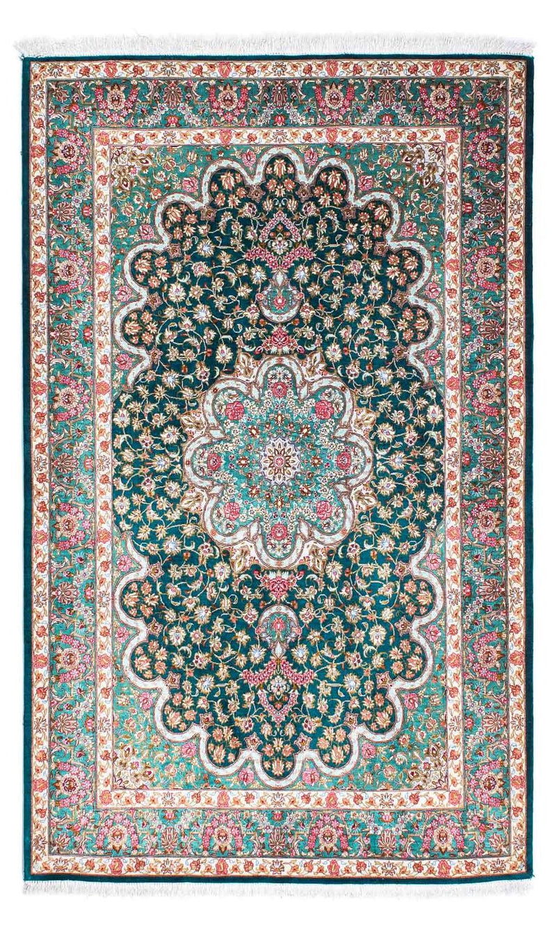 Ghom Teppich 100x163cm - Perserteppich - grün