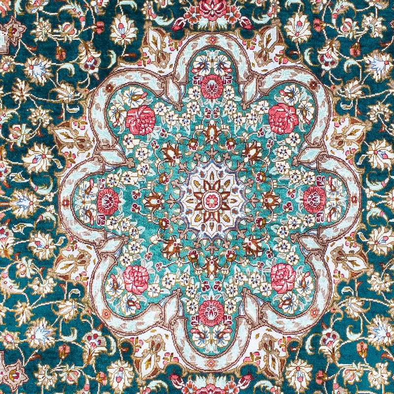 Ghom Teppich 100x163cm - Perserteppich - grün