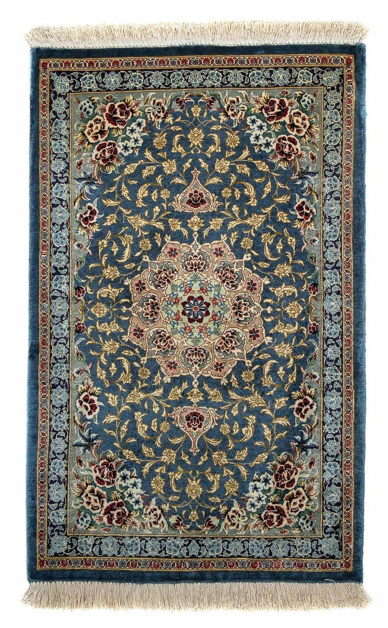 Ghom Teppich 55x80cm - Perserteppich - dunkelblau