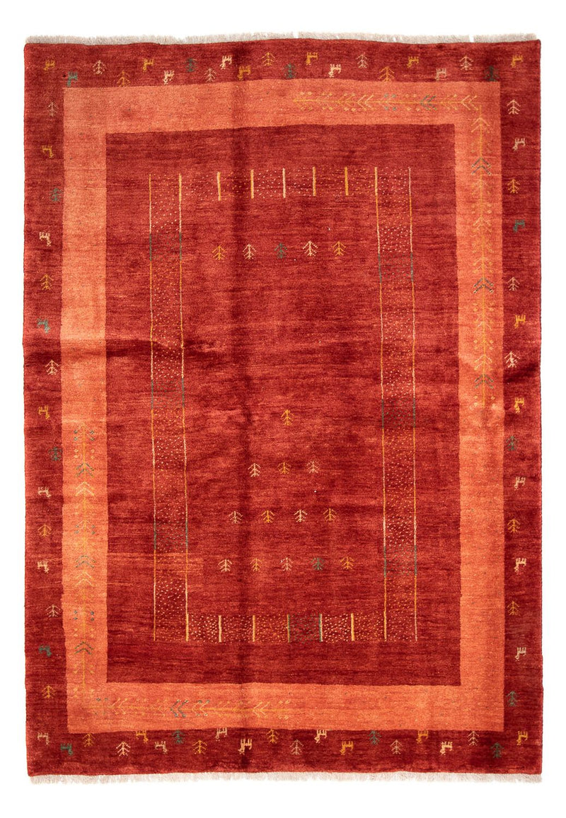 Gabbeh Persisch Teppich 173x229cm - Perserteppich Wollteppich - dunkelrot