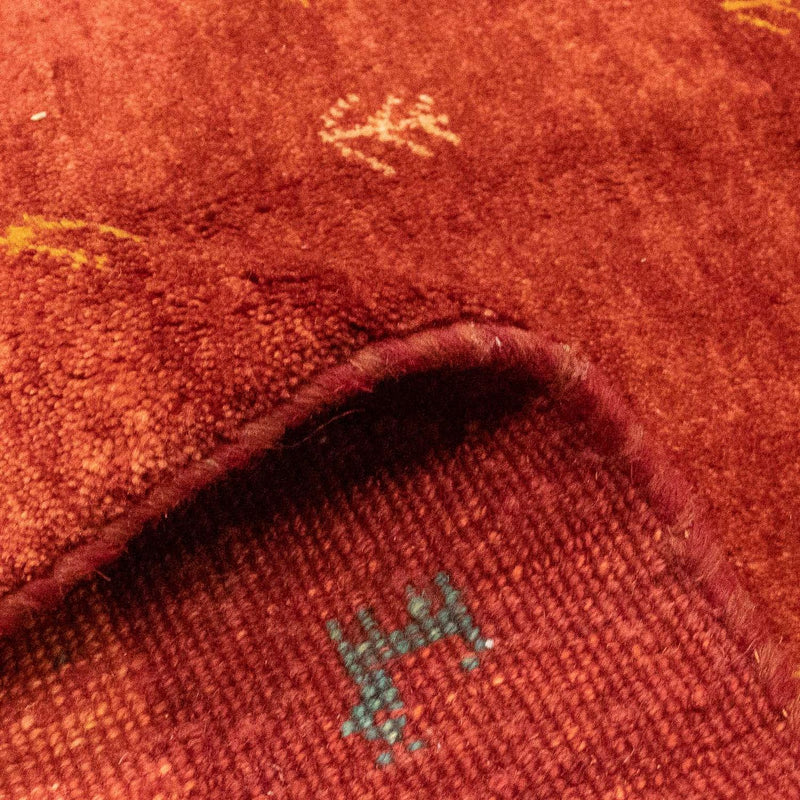 Gabbeh Persisch Teppich 173x229cm - Perserteppich Wollteppich - dunkelrot