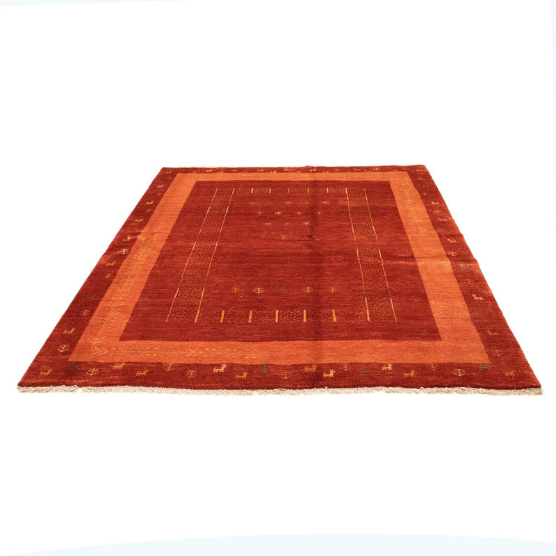 Gabbeh Persisch Teppich 173x229cm - Perserteppich Wollteppich - dunkelrot