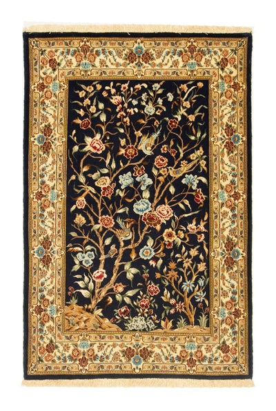 Ghom Teppich 100x154cm - Perserteppich - schwarz