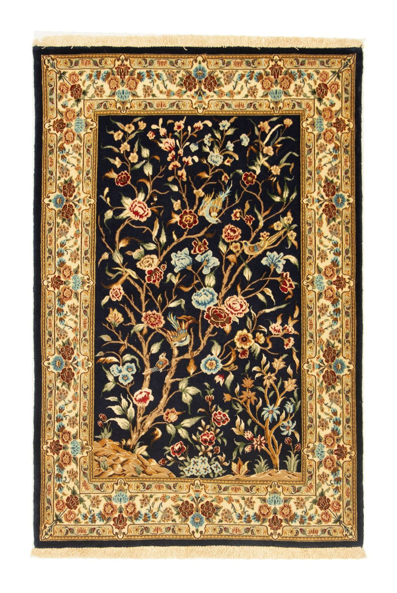 Ghom Teppich 100x154cm - Perserteppich - schwarz