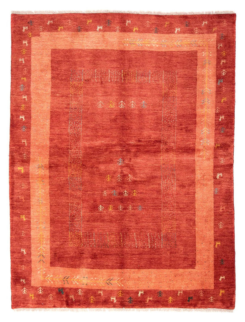 Gabbeh Persisch Teppich 171x225cm - Perserteppich Wollteppich - dunkelrot