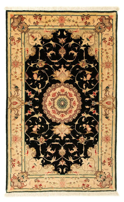 Täbriz - 50 Raj Teppich 73x120cm - Perserteppich - schwarz