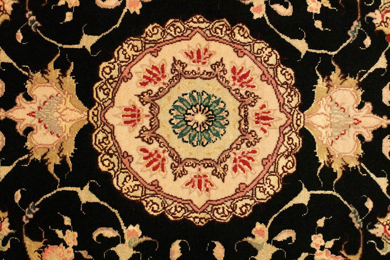 Täbriz - 50 Raj Teppich 73x120cm - Perserteppich - schwarz