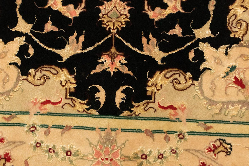 Täbriz - 50 Raj Teppich 73x120cm - Perserteppich - schwarz