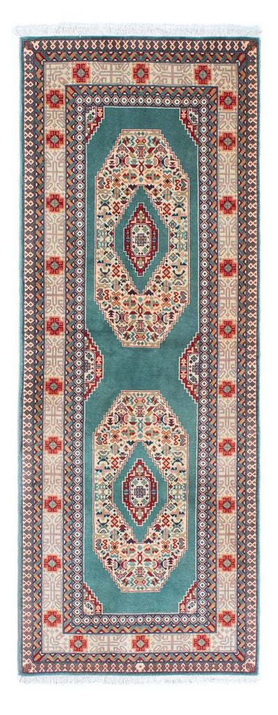 Täbriz - 50 Raj Teppich 70x187cm - Perserteppich - türkis