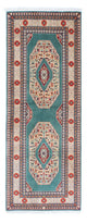 Täbriz - 50 Raj Teppich 70x187cm - Perserteppich - türkis