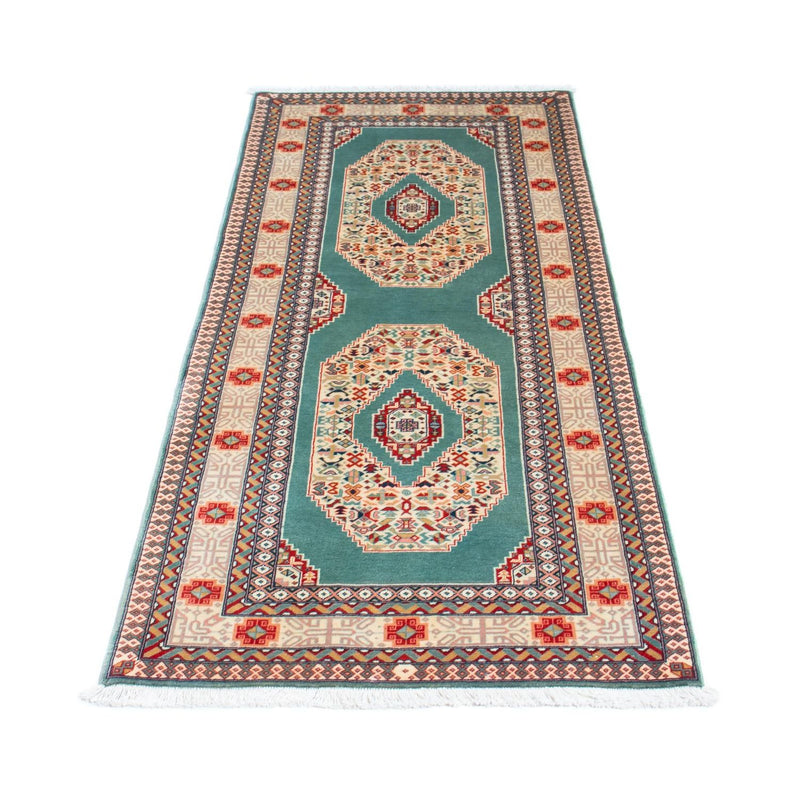 Täbriz - 50 Raj Teppich 70x187cm - Perserteppich - türkis