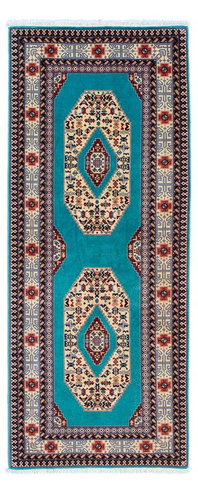 Täbriz - 50 Raj Teppich 74x190cm - Perserteppich - blau