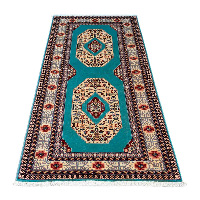 Täbriz - 50 Raj Teppich 74x190cm - Perserteppich - blau