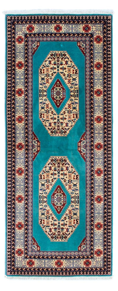 Täbriz - 50 Raj Teppich 75x190cm - Perserteppich - blau